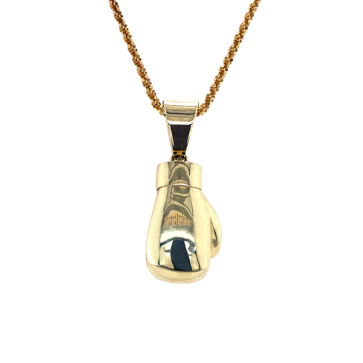 Gold chain with sales boxing glove pendant