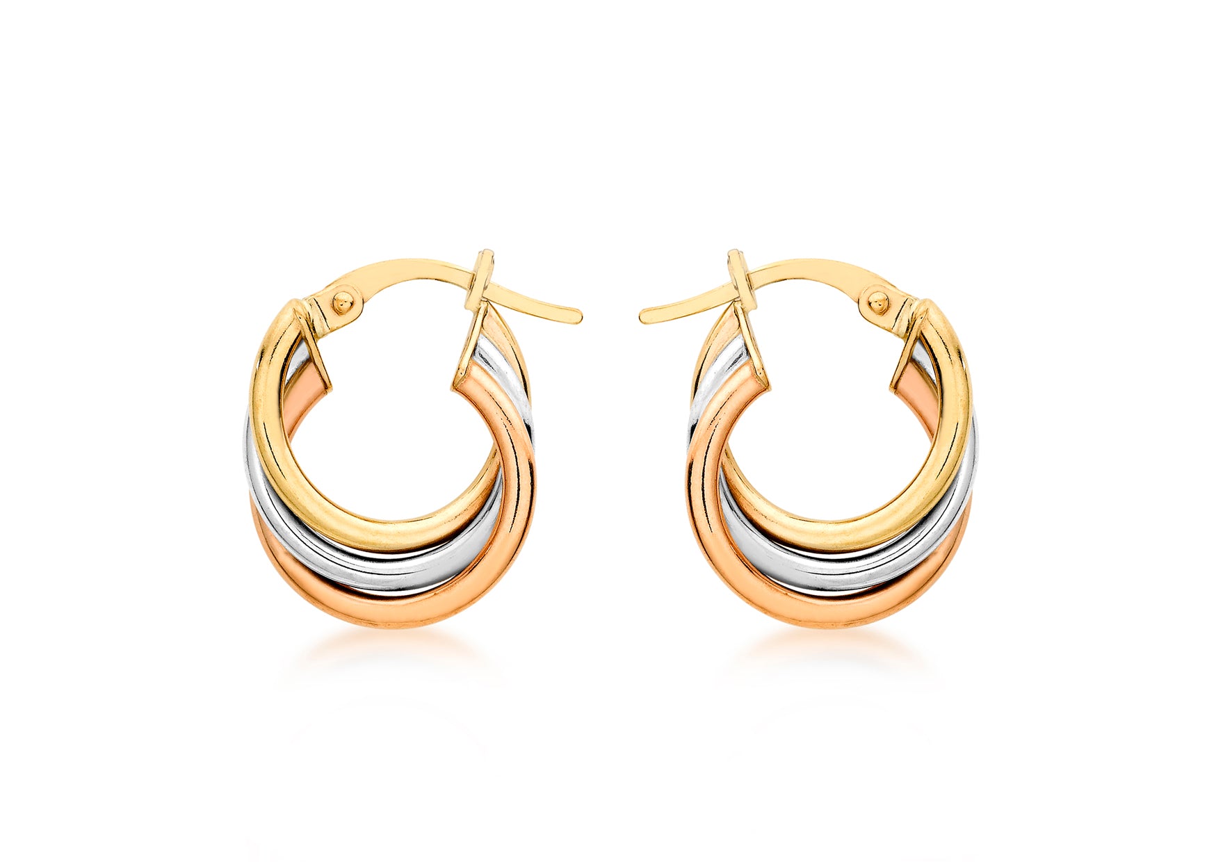 Three coloured deals gold earrings