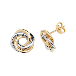 9ct 2-Coloured Gold Interlocking Stud Earrings