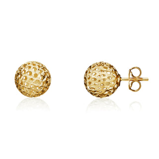 9K Yellow Gold 9.5mm Pierced Ball Stud Earrings