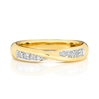 9ct Yellow Gold 0.14ct Diamond Set Twist Eternity Ring