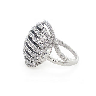 9K White Gold Oval Cut Away Cocktail Ring