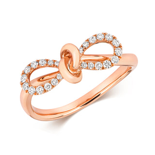 18ct Rose Gold 0.18ct Diamond Set Bow Ring