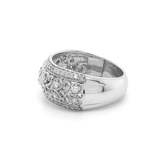 9K White Gold Filigree Diamond Cocktail Band