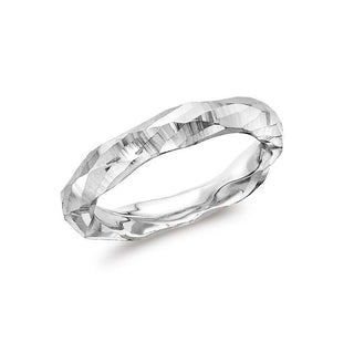 9ct White Gold Diamond Cut Faceted Ring