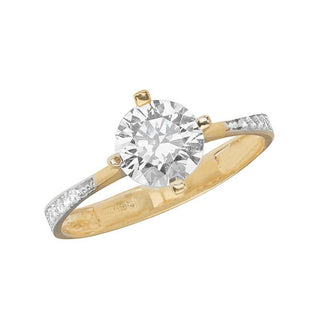 9ct Yellow Gold CZ Ladies Ring