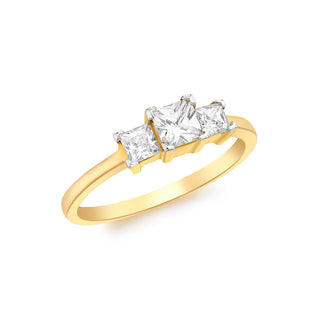 9K Yellow Gold 3 Stone CZ Eternity Ring