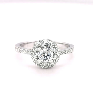 18ct White Gold Round Brilliant Cut 1.06ct Diamond Halo Ring