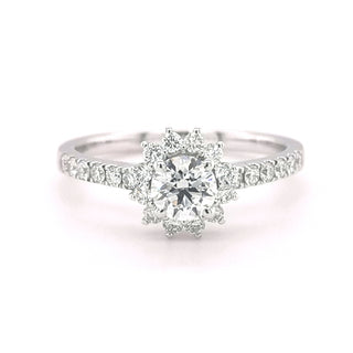 18ct White Gold Round Brilliant Cut 0.77ct Diamond Halo Ring