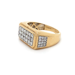 9K Yellow Gold Diamond Signet Ring