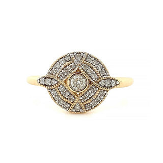 9K Yellow Gold 0.20ct Diamond Vintage Style Cluster Ring