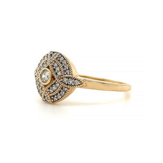 9K Yellow Gold 0.20ct Diamond Vintage Style Cluster Ring