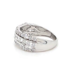 18K White Gold Triple Row Diamond Ring