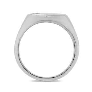 9K White Gold Mens Diamond Signet Ring