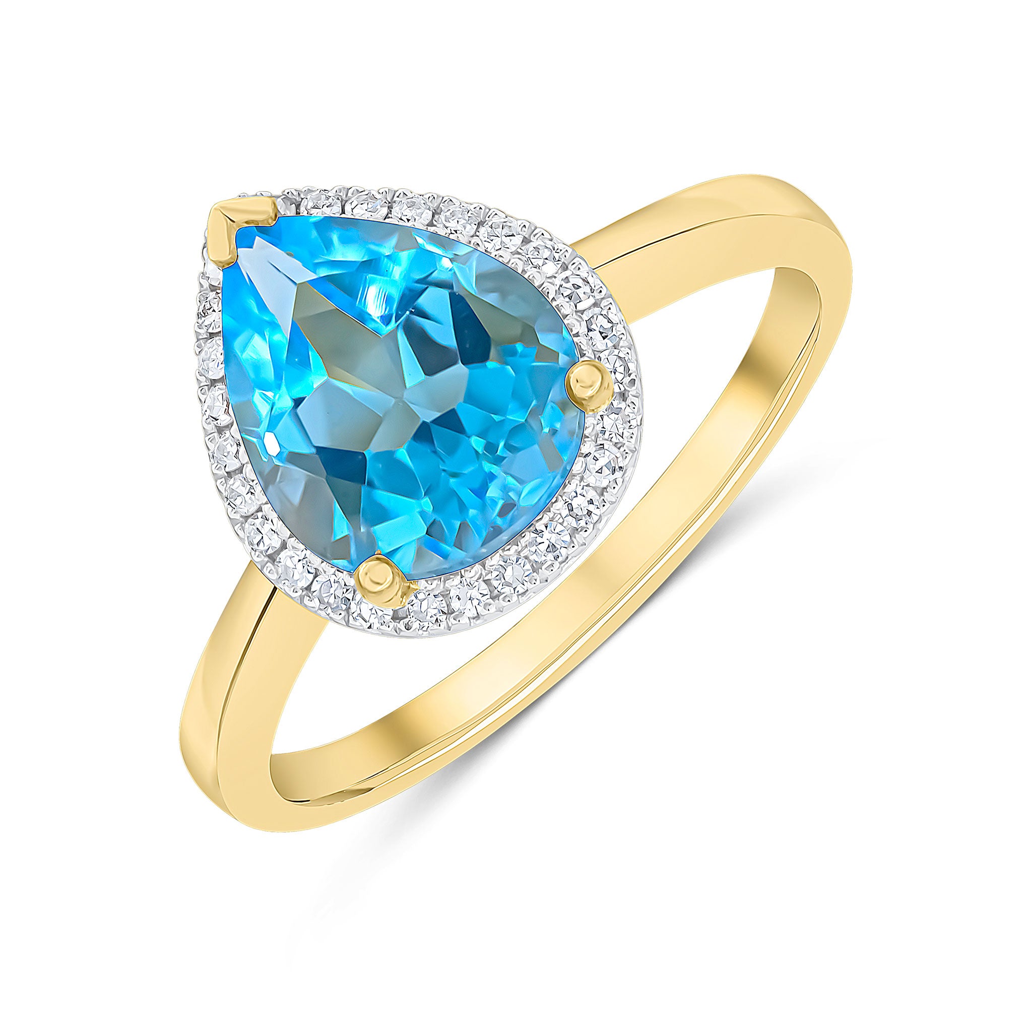 10KT Yellow Gold orders Ring with Blue Topaz and Diamonds