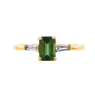 18K Yellow Gold Tourmaline & Diamond Ring