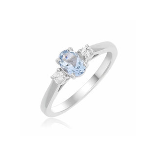 9K White Gold Aquamarine & Diamond Ring