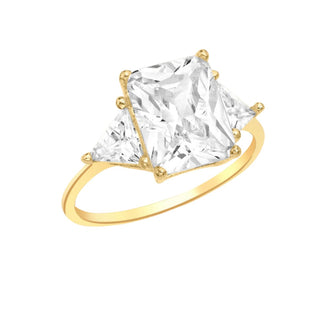 9K Yellow Gold Rectangular & Triangular CZ Ring