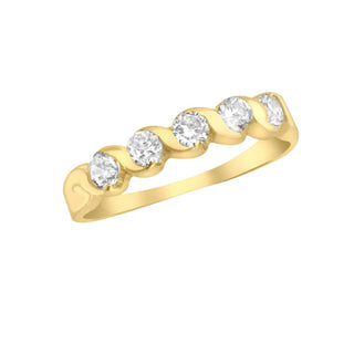 9K Yellow Gold CZ Swirl-Detail Ring