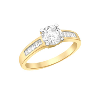 9K Yellow Gold Round CZ Ring