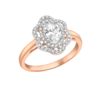 9K Rose Gold CZ Cluster Flower Ring