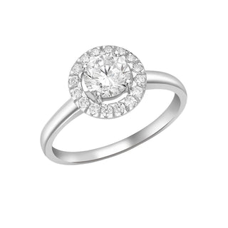 9K White Gold Round CZ Cluster Ring