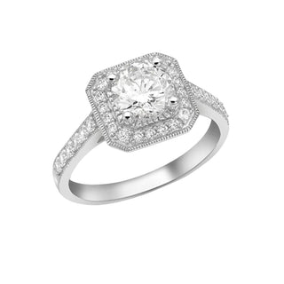 9K White Gold CZ Square-Shoulder-Detail Ring