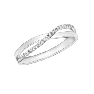 9K White Gold CZ Crossover Ring