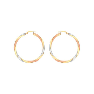 9ct Tri-Gold Twist Hopped Earrings