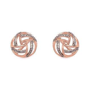 9ct Rose Gold Diamond Set Swirl Stud Earrings