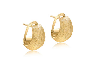 9ct Yellow Gold Half Creole Textured Earrings