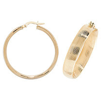 9K Yellow Gold Textured Hoop Earrings