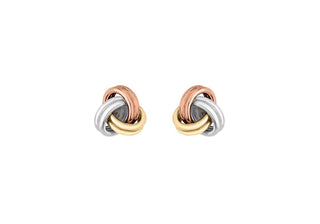 9ct Tri-Coloured Knot Stud Earrings