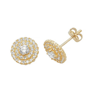 9ct Yellow Gold CZ Cluster Stud