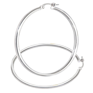 9K White Gold Plain 44mm Hoop Earrings