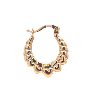 9K Yellow Gold Heart Hoop Earrings