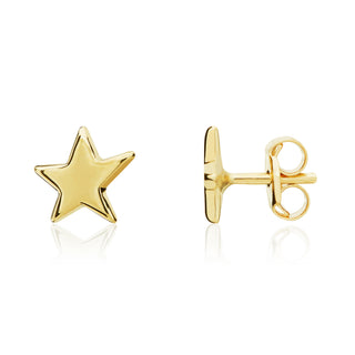 9K Yellow Gold Asymmetric Star Stud Earrings