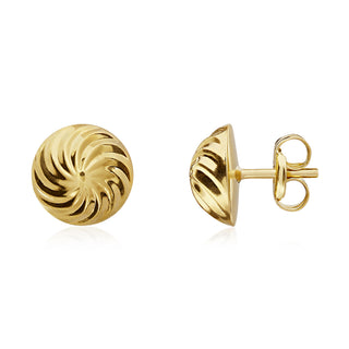 9K Yellow Gold 8mm Swirl Stud Earrings