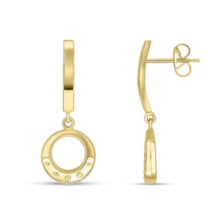 9K Yellow Gold Circle Drop Earrings