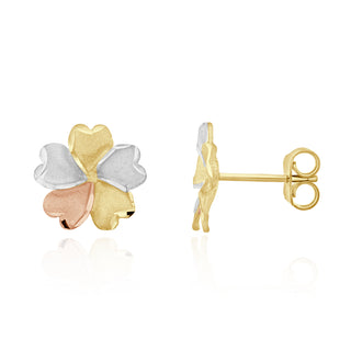 9K 3 Colour Gold Flower Stud Earrings