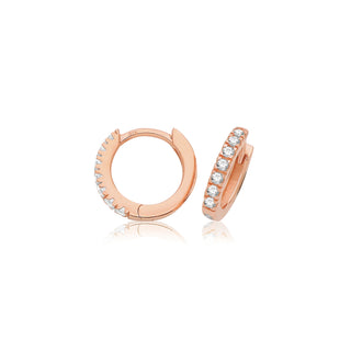 9K Rose Gold CZ Clicker Hoop Earrings