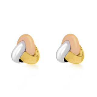 9K 3-Colour Gold 8mm Knot Stud Earrings