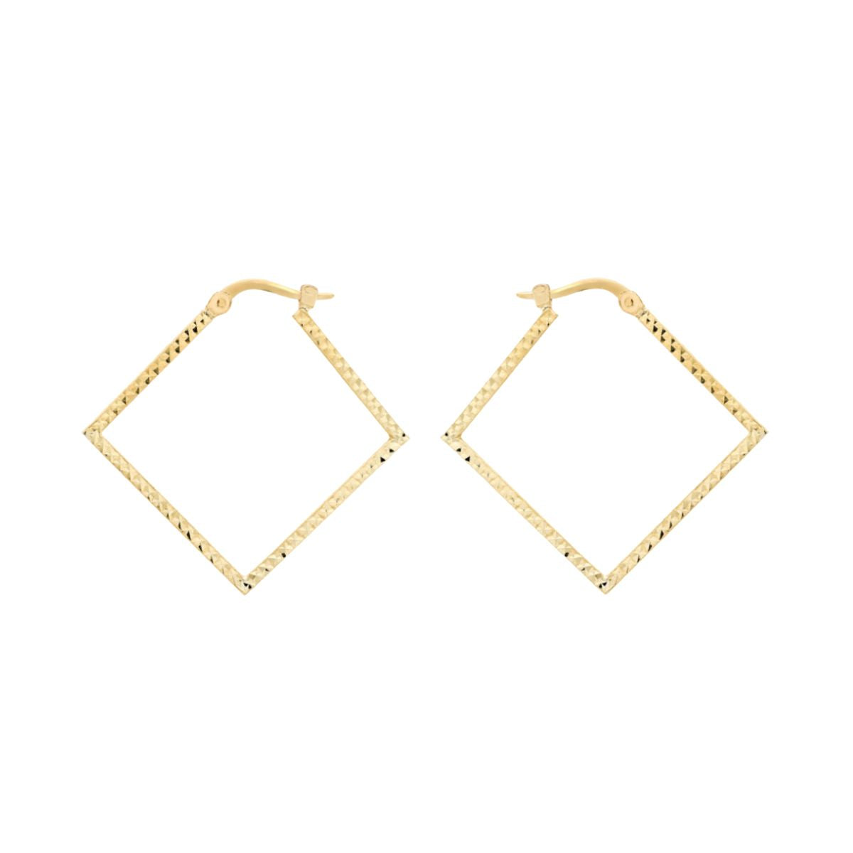 9K Yellow Gold Diamond Cut Square Hoop Creole Earrings Sonny s Jewellers