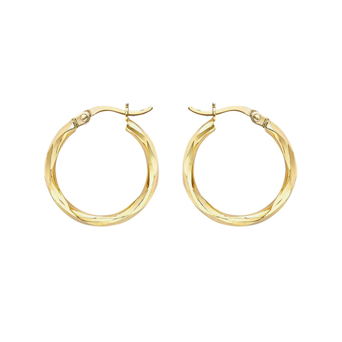 14K YELLOW & outlet WHITE GOLD DIAMOND CUT SPARKLE HOOP EARRINGS