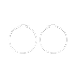 9K White Gold Rectangular-Tube 35mm Hoop Creole Earrings