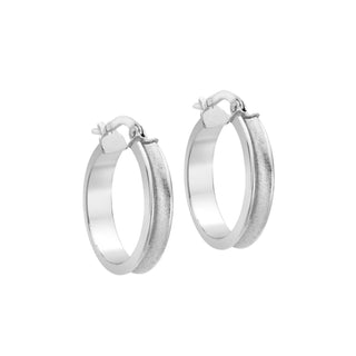 9K White Gold 19mm Satin Hoop Creole Earrings