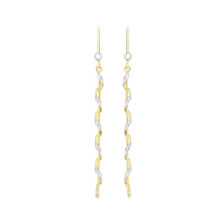 9K 2-Coloured Gold 54mm Twist Drop Earrings