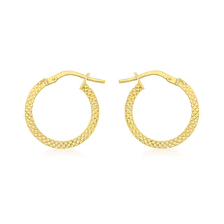 9K Yellow Gold 15mm Cobra Hoop Earrings