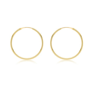 9K Yellow Gold 25mm Plain Sleeper Hoop Earrings