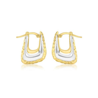 9K 2 Colour Gold Electroform Square Hoop Earrings